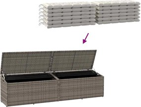 Szürke Polyrattan Kerti Tárolóláda 220X50X58 Cm
