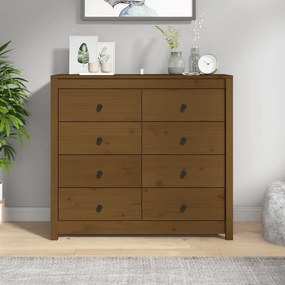mézbarna tömör fenyőfa kisszekrény 100 x 40 x 90 cm