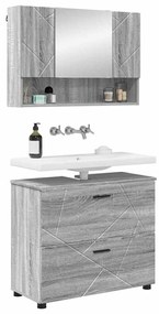 Fürdőszoba bútor szett 2 pcs Szürke sonoma 76.5 x 35 x 64 cm