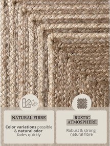 Világos natúr színű-sötét natúr színű kétoldalas-kézi szövésű juta futószőnyeg 80x200 cm Juno – Hanse Home