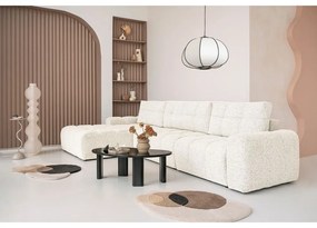 Krémszínű kinyitható tárolóhelyes moduláris sarokkanapé (bal oldali) Lulu – Miuform