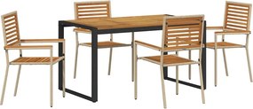 vidaXL Kert étkező szett 5 pcs Beige és barna polirattan