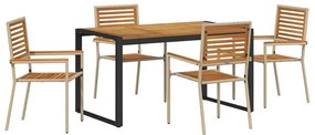 vidaXL Kert étkező szett 5 pcs Beige és barna polirattan