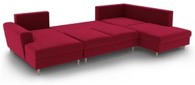 Piros bársony kinyitható tárolóhelyes sarokkanapé (jobb oldali-U alakú) Kyoto – Cosmopolitan Design