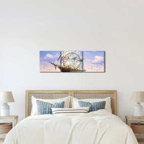 Kép egy hajóról a hullámokon (órával) (90x30 cm)