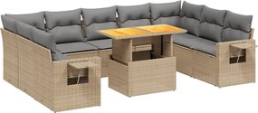 vidaXL 10 részes bézs polyrattan kerti ülőgarnitúra párnával