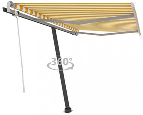 sárga-fehér kézzel kihúzható póznás napellenző 350 x 250 cm
