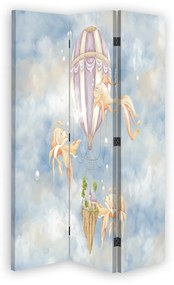 Gario Paraván Holégballon, ház és halak a kék égen Méret: 110 x 170 cm, Kivitelezés: Klasszikus paraván