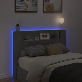 betonszürke áthidalószekrény LED-világítással 140x16,5x103,5 cm