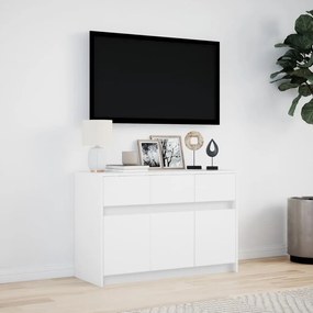 fehér szerelt fa TV-szekrény LED-ekkel 91 x 34 x 61 cm