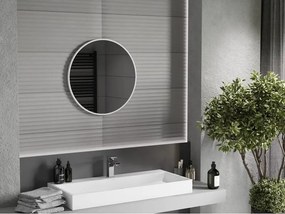 Mexen Loft kerek fürdőszobai tükör 60 cm, fehér keret - 9850-060-060-000-20