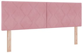 Boxspring Ágy Mattal &amp; LED Rózsaszín 160x200 cm Bársony