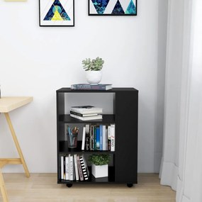 fekete szerelt fa kerekes szekrény 60 x 35 x 75 cm