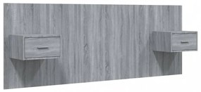 szürke sonoma színű szerelt fa ágyfejtámla szekrényekkel