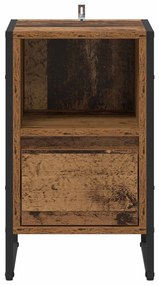 vidaXL Éjjeli asztal fiókkal Öreg fa 39,5 x 30 x 50 cm Faanyag