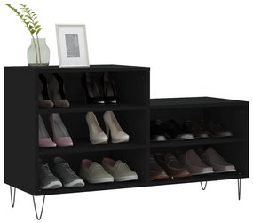 vidaXL fekete szerelt fa cipősszekrény 102x36x60 cm