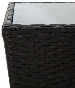 3 részes fekete polyrattan/üveg bisztrógarnitúra párnával