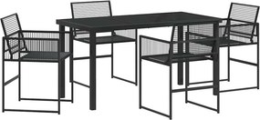 vidaXL Kert étkező szett 5 pcs Fekete Porszórt acél