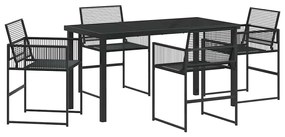 vidaXL Kert étkező szett 5 pcs Fekete Porszórt acél