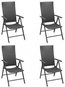 4 db fekete polyrattan kerti szék