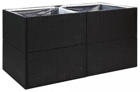 fekete polyrattan kerti ültetőláda 157x80x80 cm