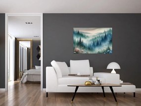 Kép - Erdős táj köddel (90x60 cm)