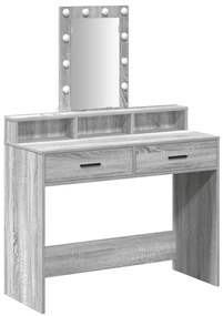 LED világítással ellátott sminktükör Szürke Sonoma 100x41x140 cm