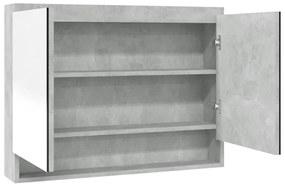 betonszürke MDF tükrös fürdőszobaszekrény 80 x 15 x 60 cm