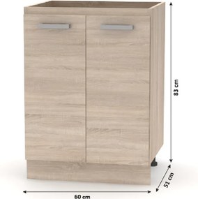Alsószekrény 60 2DV, tölgy sonoma, NOVA PLUS NOPL-057-0S