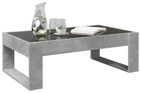 Betonszürke végtelen hatású LED-es dohányzóasztal 90x53x30 cm