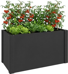 Outsunny horganyzott acél magaságyás 102 × 52 × 55 cm, kesztyűvel — nyitott alj, időjárásálló, fekete | Aosom