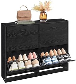 Cipősszekrény 4 lehajtható rekesszel 24 x 105,5 x 83 cm, fekete