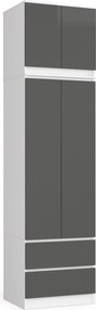 Gardróbszekrény S60 2D 2DB Clp Pk Fehér Szürke Akd