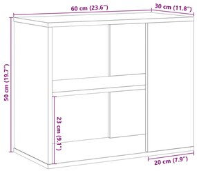 antik fa színű szerelt fa kisszekrény 60 x 30 x 50 cm