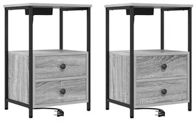 vidaXL Éjjeliszekrény 2 pcs Szürke Sonoma 40 x 31 x 60 cm Faanyag