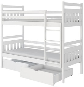 Emeletes gyerekágy 90 cm Aras (fehér) (ágyrácsokkal). 615001