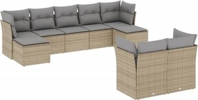 vidaXL 9 részes bézs polyrattan kerti ülőgarnitúra párnákkal