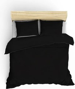 Elegant pamut szatén dupla ágyneműhuzat garnitúra 200 × 220 cm, fekete