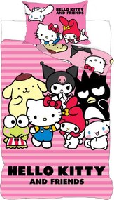 Hello Kitty Friends gyerek, ovis ágyneműhuzat 100×135 cm, 40×60 cm