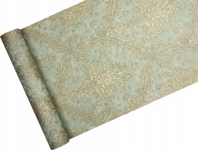 Tapéta arany díszítéssel szürke-kék háttéren