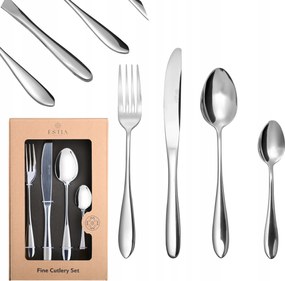 Evőeszköz Készlet 24db-os ezüst klasszikus rozsdamentes acél tartós 6db-os szett