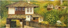 Kép - Házak nyáron (120x50 cm)