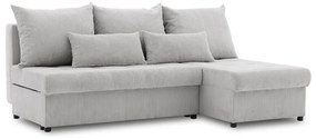 Venezia sarokkanapé, 3 ágyneműtartóval, kordbársony, univerzális oldal, hab töltet, szürke
