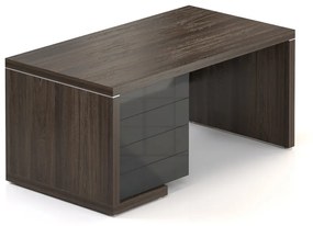 Lineart asztal 160 x 85 cm + bal konténer, sötét szil / antracit