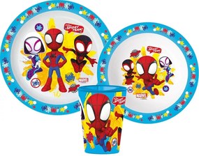 Pókember Spidey étkészlet, micro műanyag szett, pohárral 260 ml