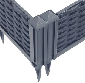 szürke PP kerti virágláda cövekekkel 362,5 x 42,5 x 28,5 cm