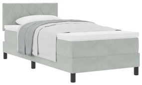Boxspring Ágy Matrac Fény Szürke 90x200 cm Bársony