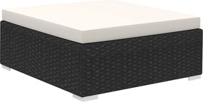 8-részes fekete polyrattan kerti bútorszett párnákkal