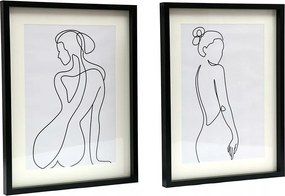 Vászonkép Meztelen Nő Akt 2db Fekete Fehér 40x30cm