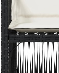 4 db fekete polyrattan kerti szék párnával